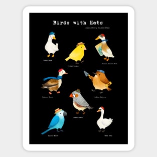 Birds with Hats - text in white Sticker